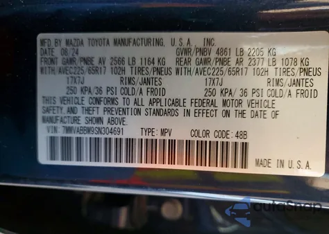 2025 Mazda Cx-50 Preferred z USA, uszkodzony, nr VIN 7MMVABBM9SN304691